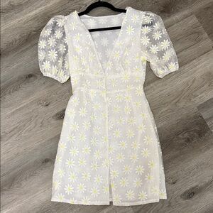 Forever 21 Cream Puff Sleeve V-Neck Sundress